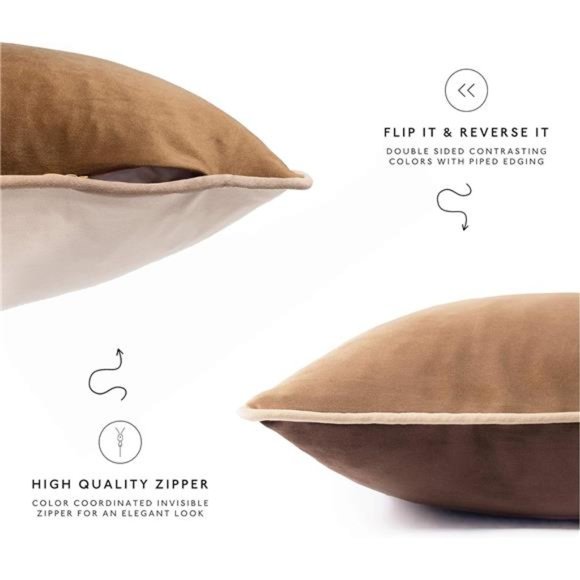 Decorative Throw Pillow Covers Cushion Cases, Set of 4 Soft Velvet Modern - Picture 4 of 7